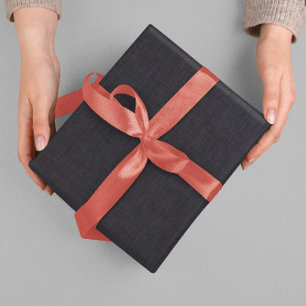 Einfache Beige Linen Schwarze Textur Geschenkpapier