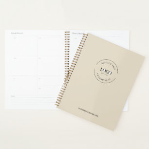 Einfache beige Minimalistische Logo-Markenbezeichn Planer