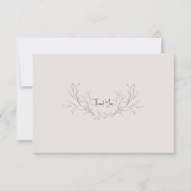 Einfache Beige Moderne Blank Wedding Vielen Dank Dankeskarte (Vorderseite)