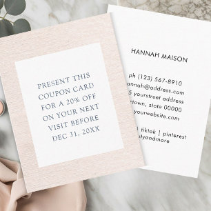 Einfache Beige Moderne Minimalistische Discount-Ka Visitenkarte