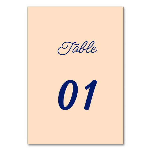 Einfache Beige Personalisierte Hochzeit Tischnummer (Vorderseite)