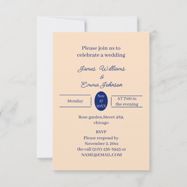 Einfache Beige Personalisierte Hochzeitseinladung Save The Date (Vorderseite)