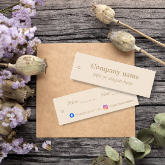 Einfache beigefarbene minimalistische Preismarke Mini Visitenkarte