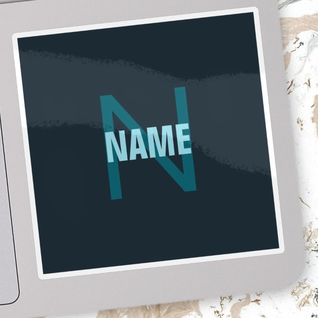 Einfache, benutzerdefinierbare Mit Monogramm Bezei Aufkleber (Von Creator hochgeladen)