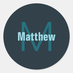 Einfache, benutzerdefinierbare Mit Monogramm Bezei Runder Aufkleber