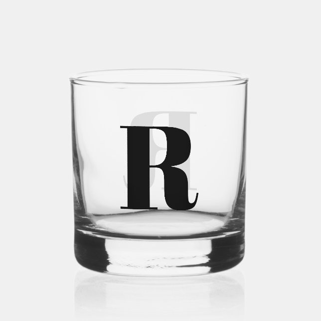 Einfache, benutzerdefinierte Farbe für Monogramm Whiskyglas (Vorderseite)