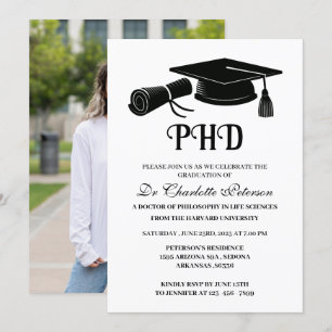 Einfache benutzerdefinierte Foto-PHD-Promotion Einladung