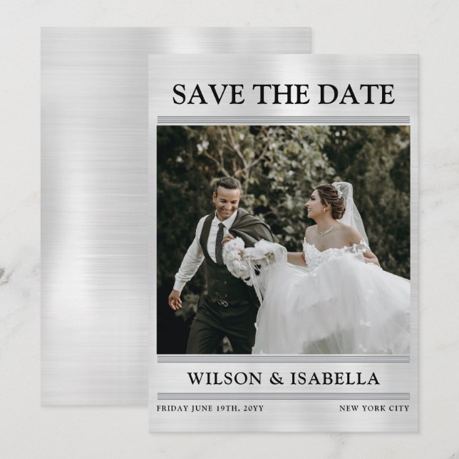 Einfache benutzerdefinierte Foto-Save the Date-Kar Save The Date (Vorne/Hinten)