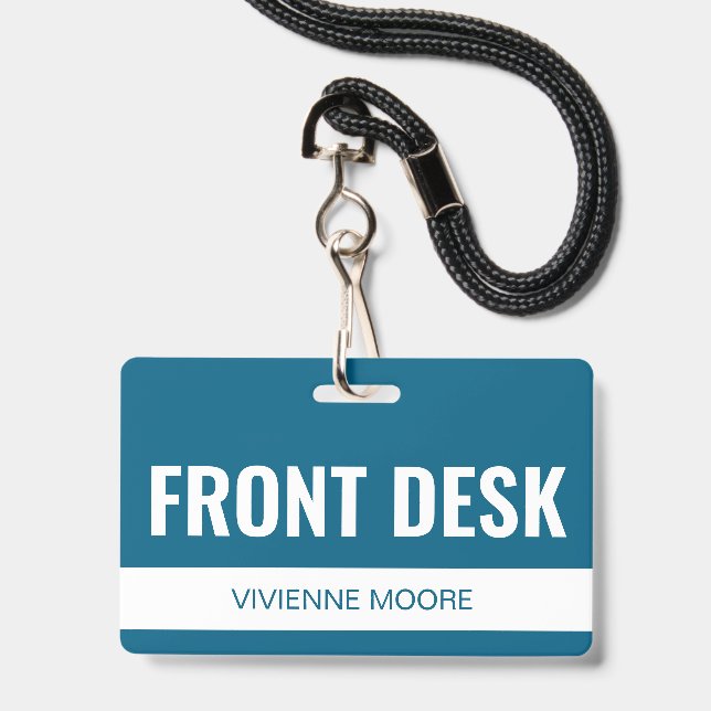 Einfache benutzerdefinierte Hotelrezeption Mitarbe Ausweis (Vorderseite mit Lanyard)