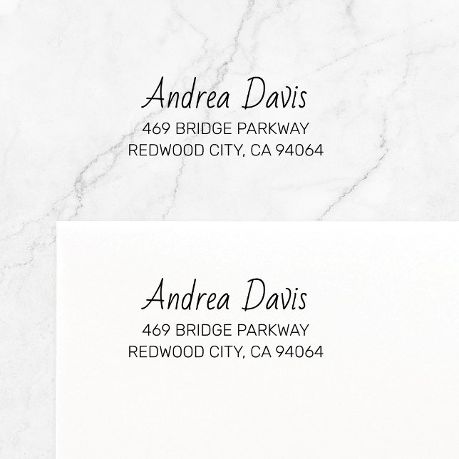 Einfache benutzerdefinierte Rücksendeadresse 02. S Permastempel (Elegant, modern script font typography self-inking return address stamp.)