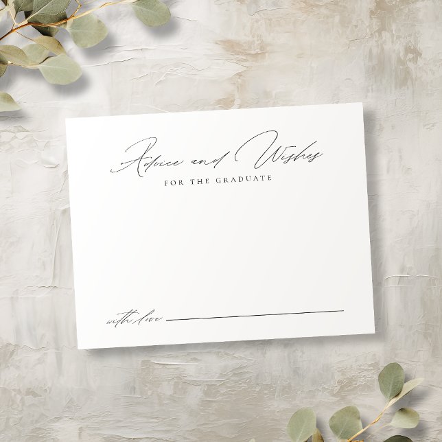 Einfache Beratung und Wünsche für einen eleganten  Mitteilungskarte (Simple Elegant Script Graduate advice & wishes Note Card)