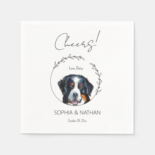 Einfache Berner Hund Hochzeitcocktail Serviette (Vorderseite)