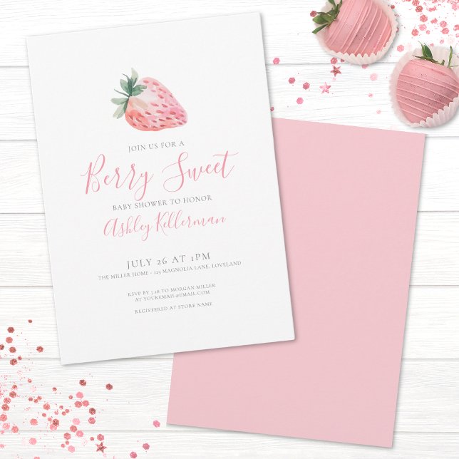 Einfache Berry Sweet Baby Dusche Einladung (Berry Sweet Baby Girl Shower Invitation)