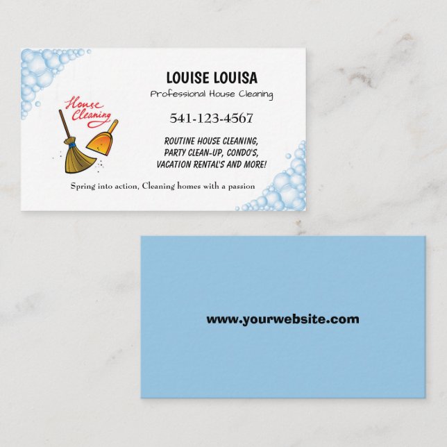 Einfache Beruflich-Haus-Reinigungskarte Visitenkarte (Vorne/Hinten)