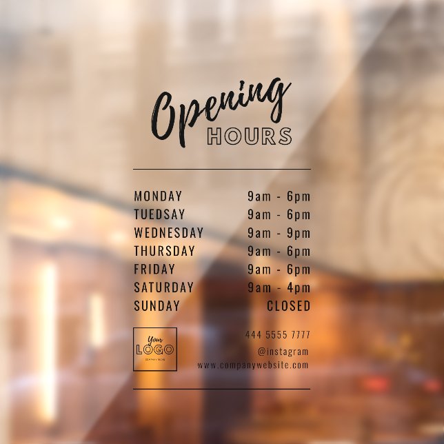 Einfache Berufliche Geschäftszeiten Schwarz mit Lo Fensteraufkleber (Blatt 2)