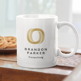Einfache Berufliche Gold-Business-Logos und -Namen Jumbo-Tasse