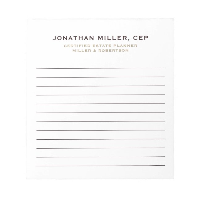 Einfache Berufliche Linde Notizblock (Vorderseite)