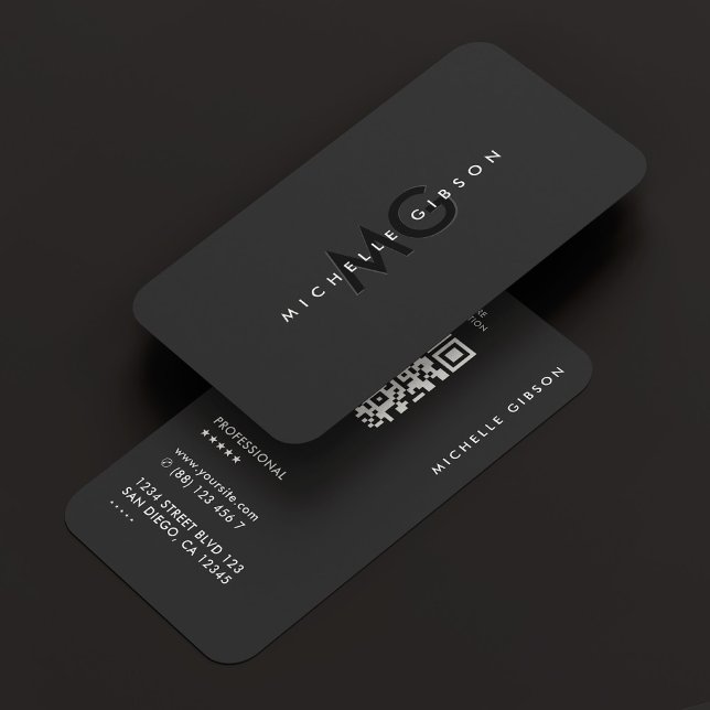 Einfache Berufliche Minimal Moderne Schwarze Initi Visitenkarte (Simple Professional Minimal Modern Black Initials Business Card
)
