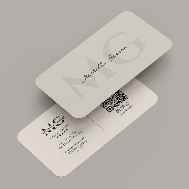 Einfache Berufliche Minimal-Monogramm-Sand-Initial Visitenkarte (Simple Professional Minimal Monogram Sand Initials Business Card
)