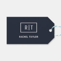 Einfache Berufliche Monogram Navy White Border