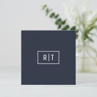Einfache Berufliche Monogram Navy White Border