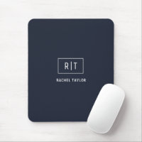 Einfache Berufliche Monogram Navy White Border