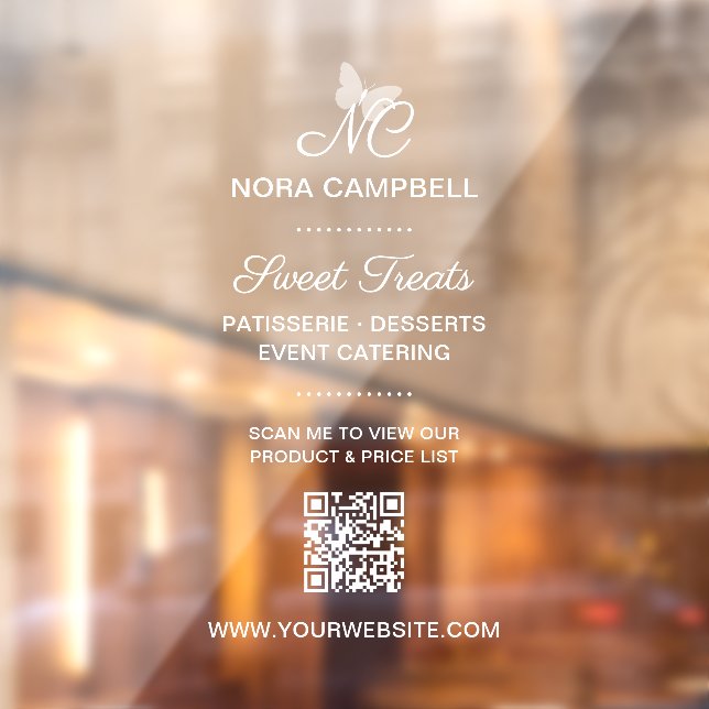 Einfache Berufliche Monogramm-Bezeichnung QR Fensteraufkleber (Blatt 2)