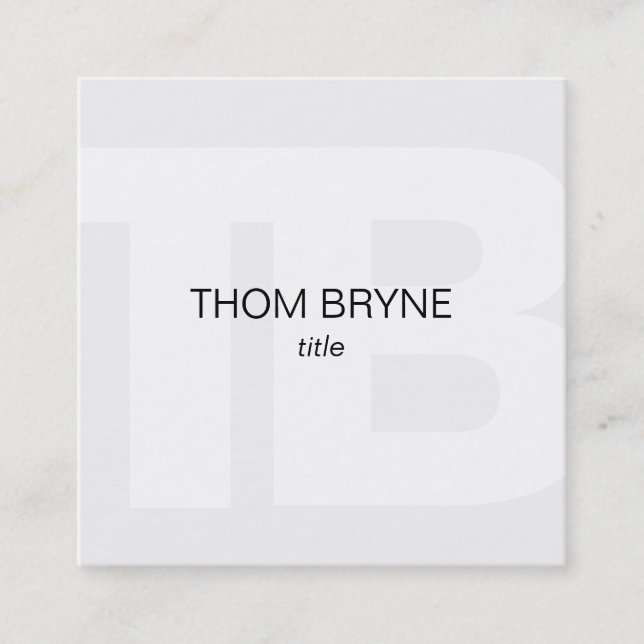 Einfache Berufliche Monogramm Quadratische Visitenkarte (Vorderseite)