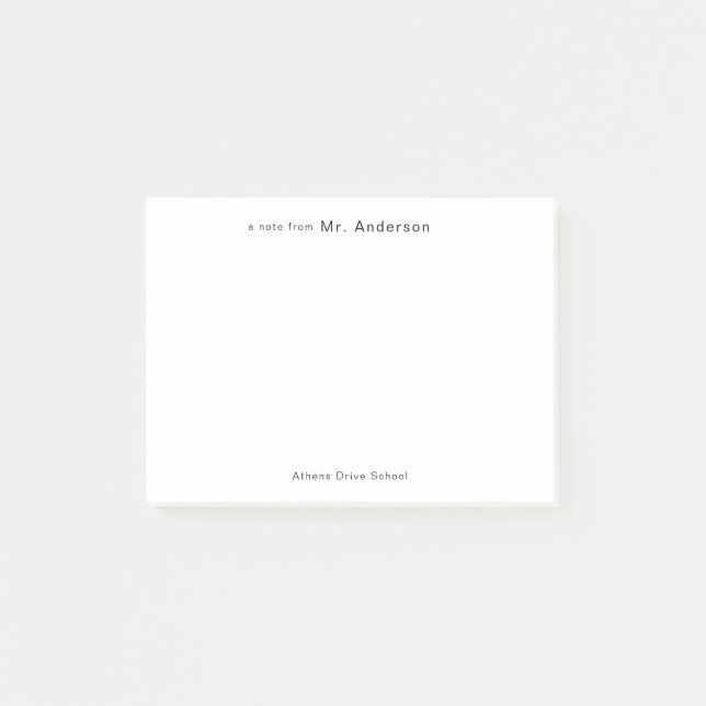 Einfache Berufliche "Noten von" Lehrern Post-it Klebezettel (Vorderseite)