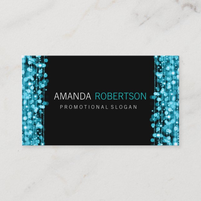 Einfache berufliche Türkis-Lichter u. Glitzern Visitenkarte (Vorderseite)