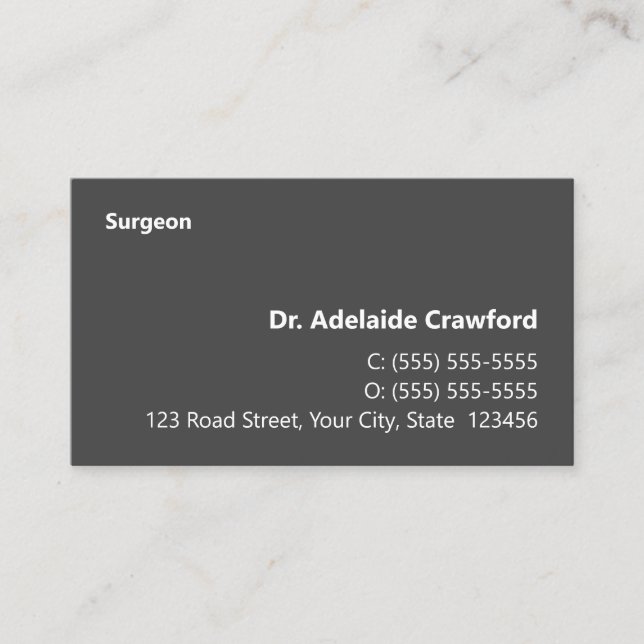 Einfache, bescheidene, Doctor Business Card Visitenkarte (Vorderseite)