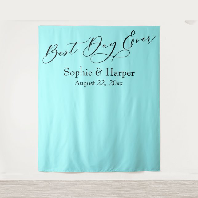 Einfache Best Day-Ever-Aqua-Foto im Hintergrund Wandteppich (Vorderseite)