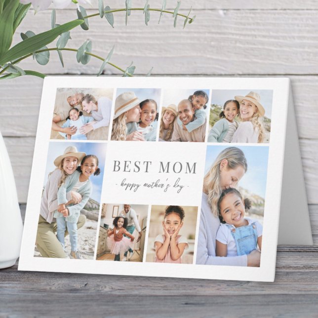 Einfache Best Mama Foto Collage Muttertag Karte (Simple Best Mom Photo Collage Mother's Day Card)