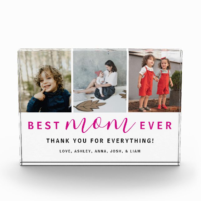 Einfache beste Mama je Skript Hot Pink 3 Fotoblock (Vorderseite)