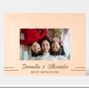 Einfache Beste Mutter überhaupt Name graviert Holz Geätzte Rahmen