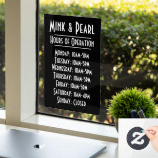 Einfache Betriebszeiten Statische Fensterklammern Fensteraufkleber