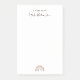 Einfache Bewertung des Regenbogenlehrers Post-it Klebezettel