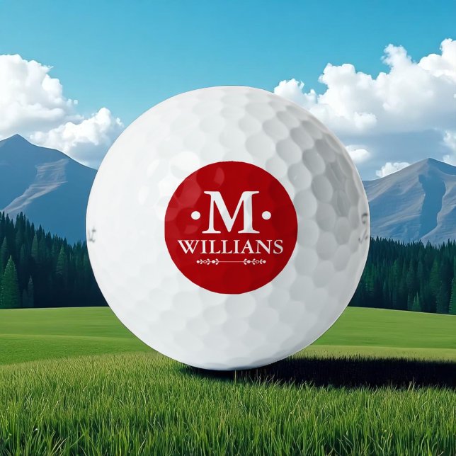 Einfache Bezeichnung Anfangsbuchstabe M dunkelrot Golfball (Von Creator hochgeladen)