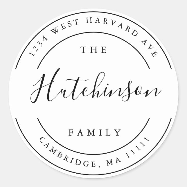 Einfache Bezeichnung für die Rücksendeadresse Runder Aufkleber (Vorderseite)