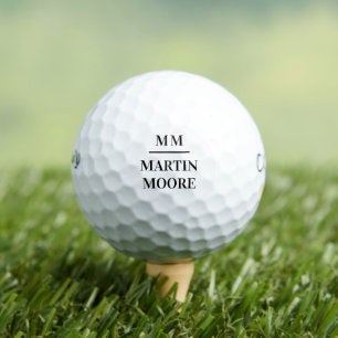 Einfache Bezeichnung Schwarz-weißer Monogramm-Init Golfball