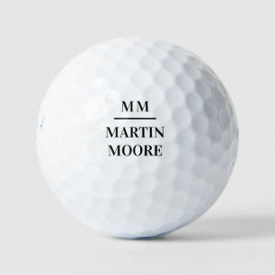 Einfache Bezeichnung Schwarz-weißer Monogramm-Init Golfball