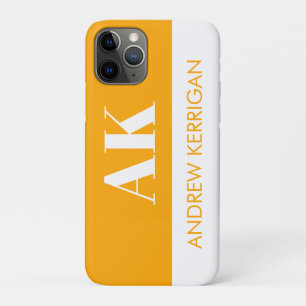 Einfache Bezeichnung und Initialen Orange und Weiß Case-Mate iPhone Hülle