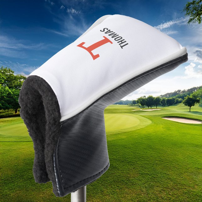 Einfache Bezeichnung und Monogramm Initial Persona Golf Headcover (Von Creator hochgeladen)