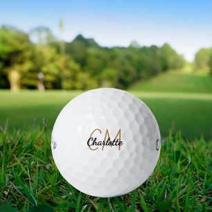 Einfache Bezeichnung von Schwarzen-Gold-Monogramm Golfball