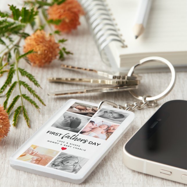 Einfache Bildersammlung des ersten Vaters | Daddy Schlüsselanhänger (Vorderseite rechts)