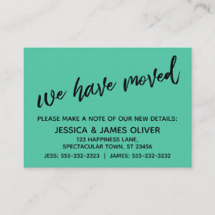 Einfache Biscay Green We've Moved Handout-Karte Visitenkarte