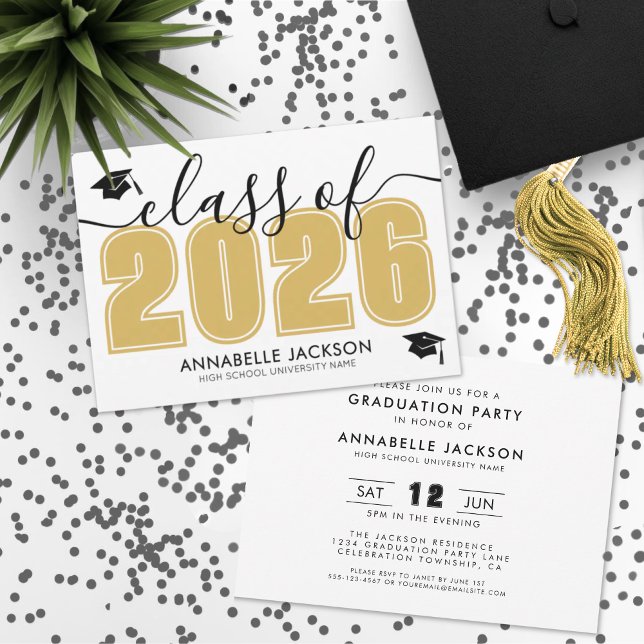 Einfache Black and Gold Graduation Party Einladung (Simple Black And Gold Graduation Party Invitation)
