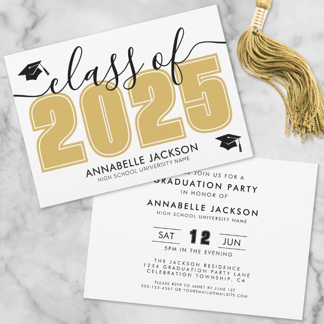 Einfache Black and Gold Graduation Party Einladung (Simple Black And Gold Graduation Party Invitation)