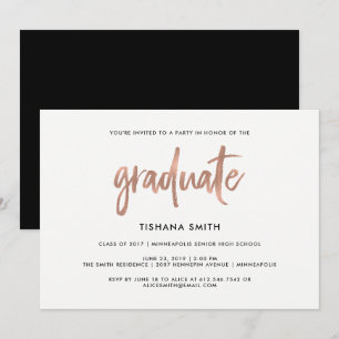 Einfache Black and Imitats Rose Gold Graduation Pa Einladung