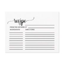 Einfache Black Calligraphy Brautparty Rezept Card